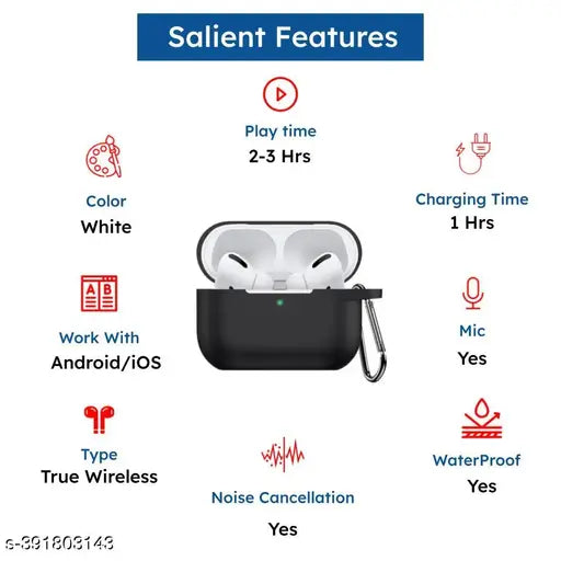 Airpod Pro with Case True Wireless Bluetooth Earphones with 3 Hours of Playtime & Compatible for all Smartphones (White)