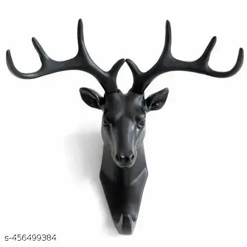 Premium Black Deer Head Single Wall Hook