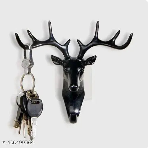 Premium Black Deer Head Single Wall Hook